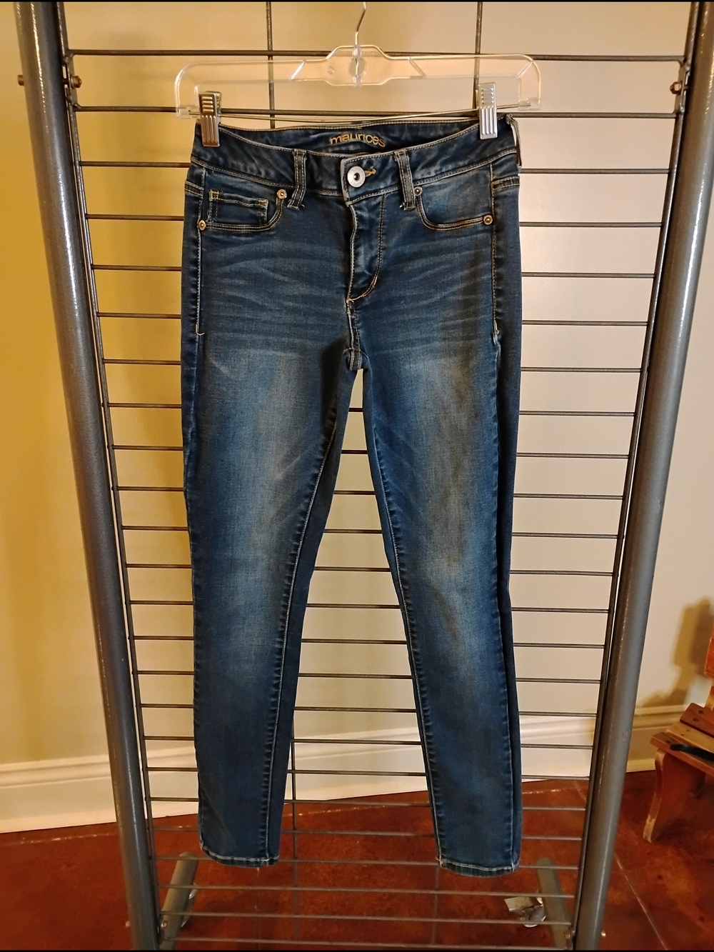Maurices Blue Skinny Jeans with Contrast Side Panels